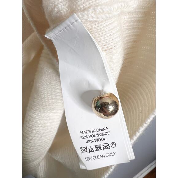 Kate Spade Wool Blend Ruffle Cardigan Sweater Cream Pom Bobble Knit Small - Picture 8 of 9